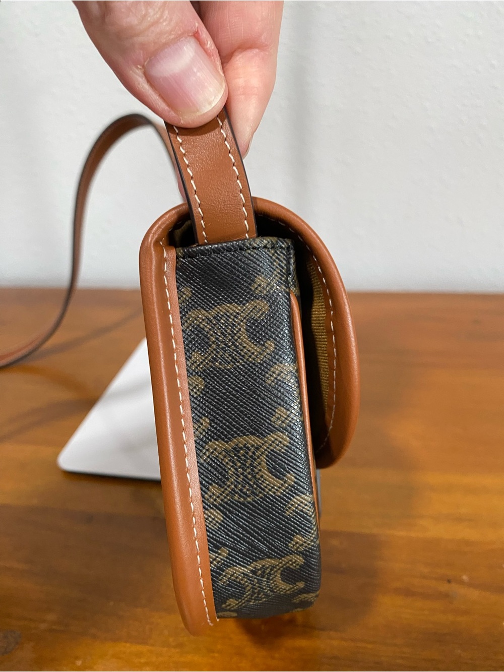 Small Brown Leather-Trim Crossbody Bag - Picture 5 of 14